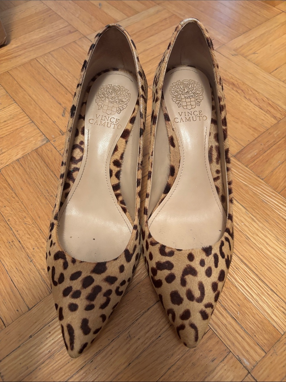 Vince Camuto Leopard Print Pointed Pumps - Tan/Brown Spots
